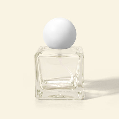 50ml Perfume Bottles Wholesale - Cube + White Spherical Top, Bulk Glass Perfume Bottles