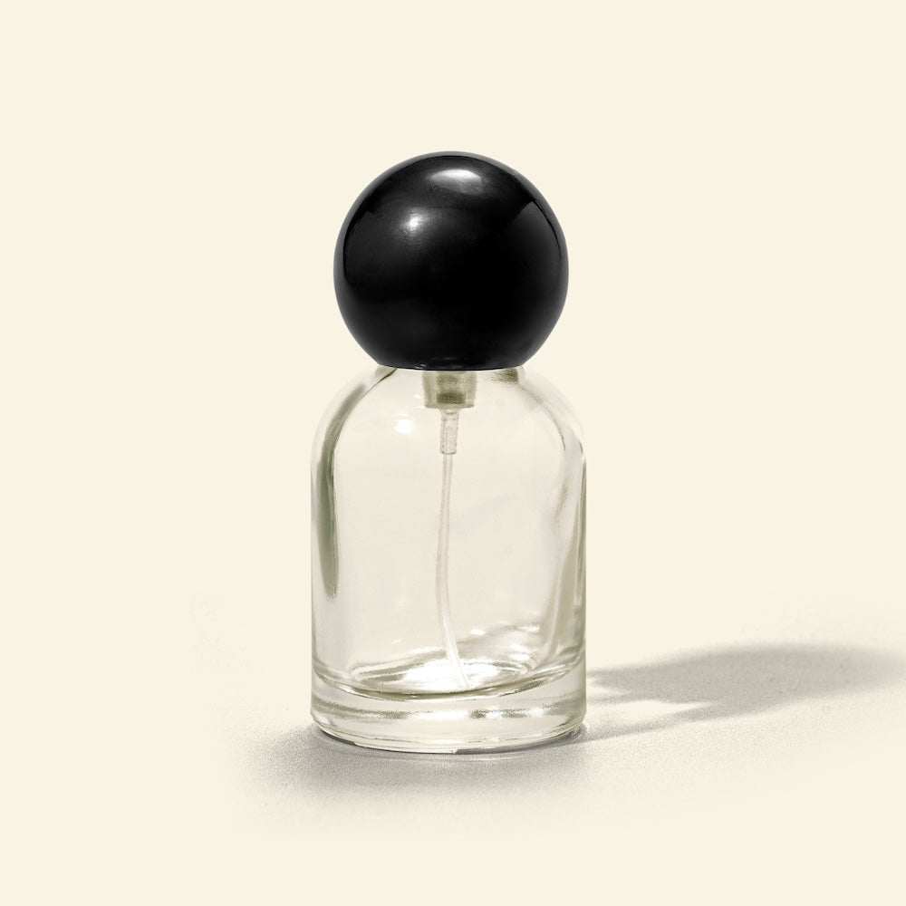 30ml Perfume Bottles - Reva + Black Spherical  Top, Perfume Bottles Wholesale