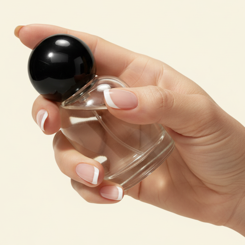 30ml Perfume Bottles - Reva + Black Spherical  Top, Perfume Bottles Wholesale