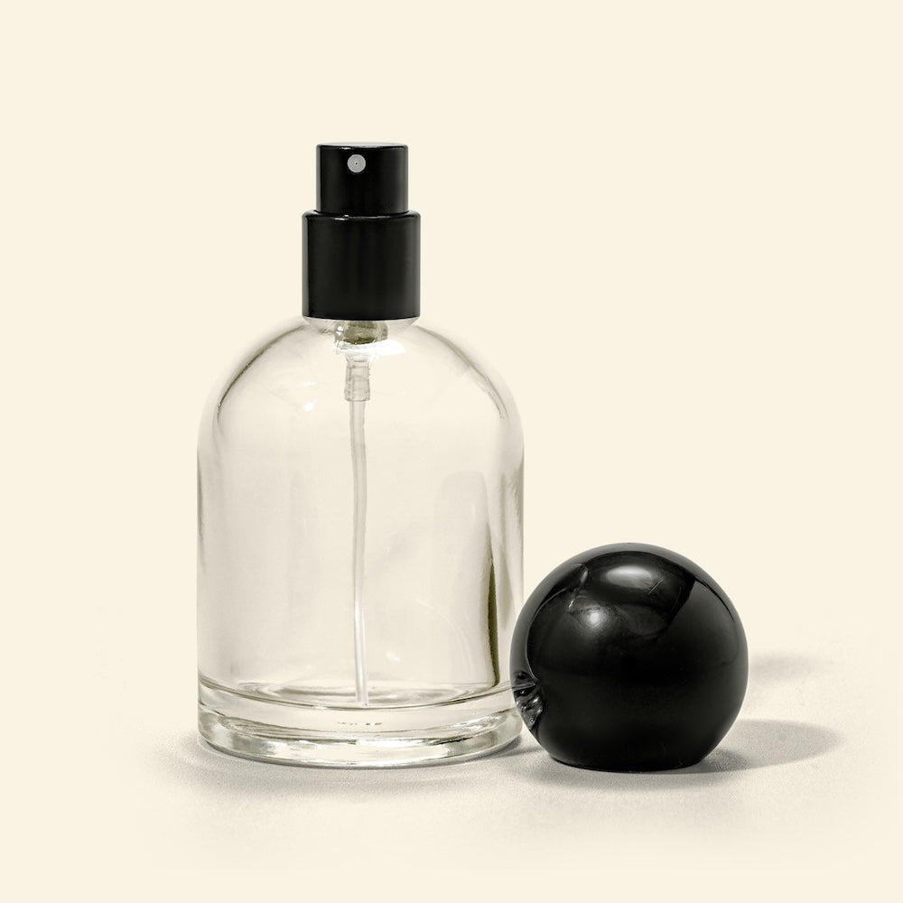 Perfume Bottles - 50 ml Reva + Black Spherical  Top, Perfume Bottles Wholesale