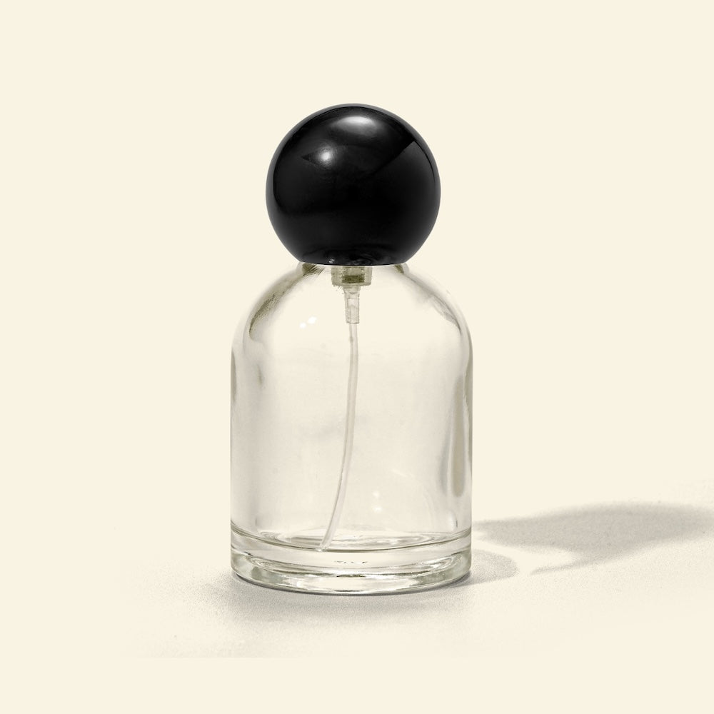 Perfume Bottles - 50 ml Reva + Black Spherical  Top, Perfume Bottles Wholesale