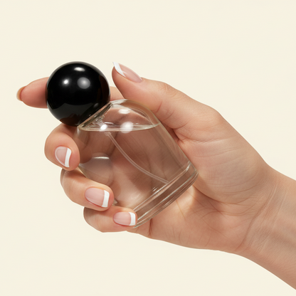 Perfume Bottles - 50 ml Reva + Black Spherical  Top, Perfume Bottles Wholesale