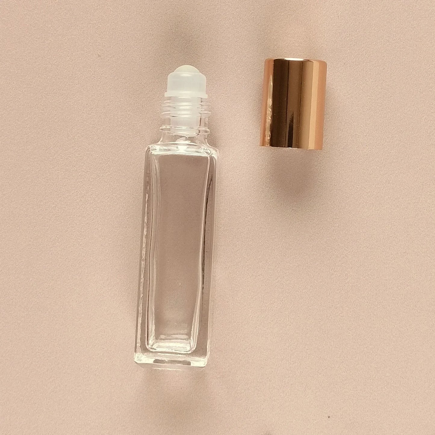 Roll-on Bottles - 8ml Square Gold Cap Roller Bottles - Packamor